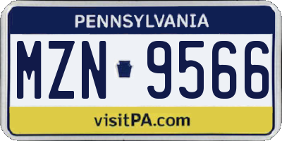 PA license plate MZN9566