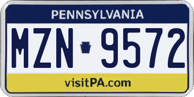 PA license plate MZN9572