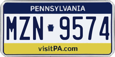 PA license plate MZN9574