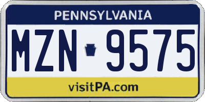 PA license plate MZN9575