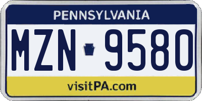 PA license plate MZN9580