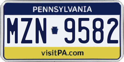 PA license plate MZN9582