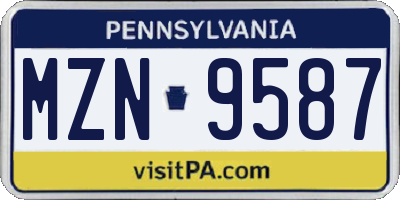 PA license plate MZN9587
