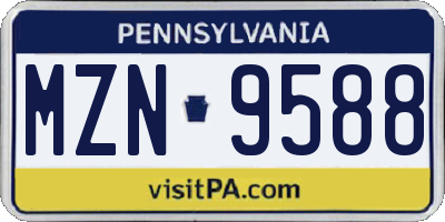 PA license plate MZN9588