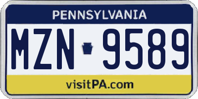 PA license plate MZN9589