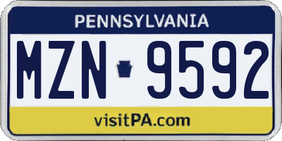 PA license plate MZN9592