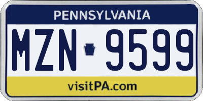 PA license plate MZN9599