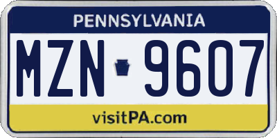 PA license plate MZN9607