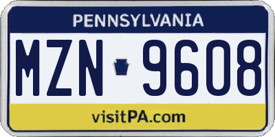 PA license plate MZN9608
