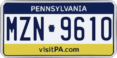 PA license plate MZN9610
