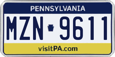 PA license plate MZN9611