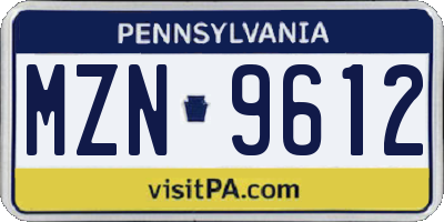 PA license plate MZN9612