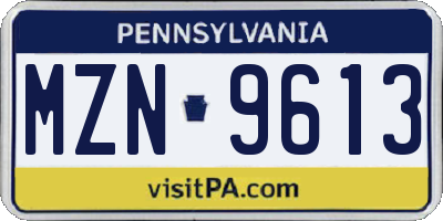 PA license plate MZN9613