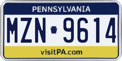 PA license plate MZN9614