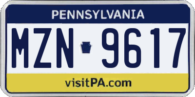 PA license plate MZN9617