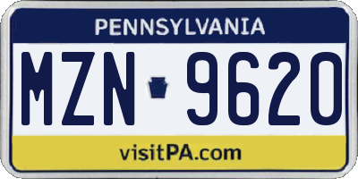 PA license plate MZN9620