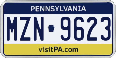PA license plate MZN9623