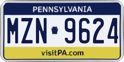 PA license plate MZN9624