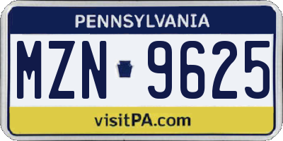 PA license plate MZN9625