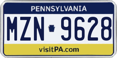PA license plate MZN9628
