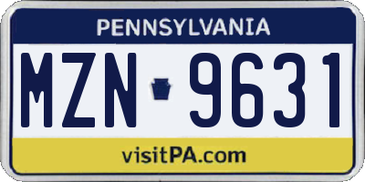 PA license plate MZN9631