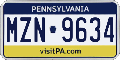 PA license plate MZN9634