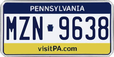 PA license plate MZN9638