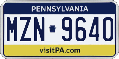 PA license plate MZN9640