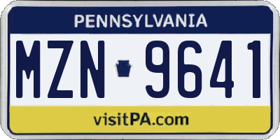 PA license plate MZN9641