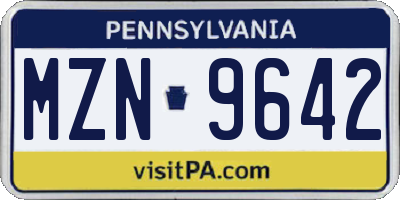 PA license plate MZN9642