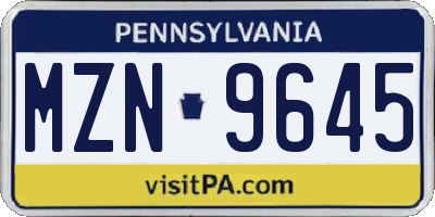 PA license plate MZN9645