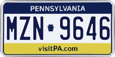 PA license plate MZN9646