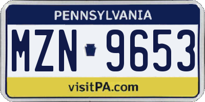 PA license plate MZN9653