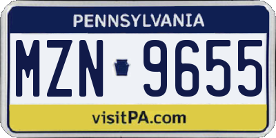 PA license plate MZN9655