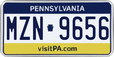 PA license plate MZN9656