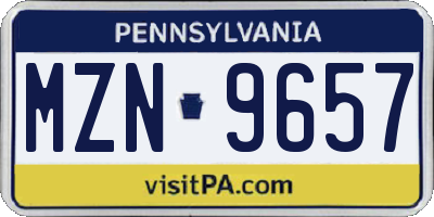 PA license plate MZN9657