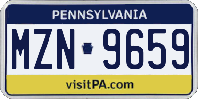 PA license plate MZN9659