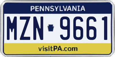 PA license plate MZN9661