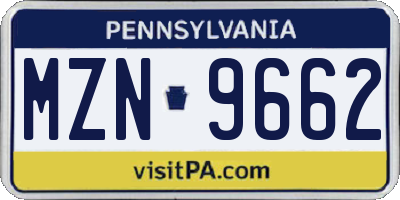 PA license plate MZN9662