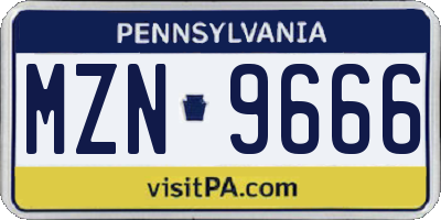 PA license plate MZN9666