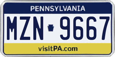 PA license plate MZN9667
