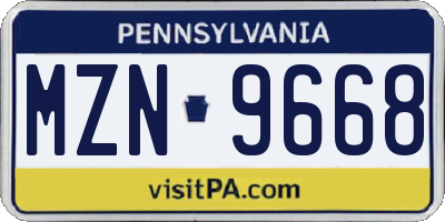 PA license plate MZN9668