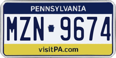 PA license plate MZN9674