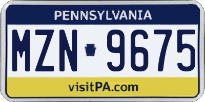 PA license plate MZN9675