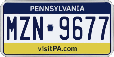 PA license plate MZN9677