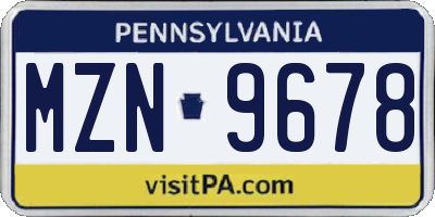 PA license plate MZN9678