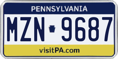 PA license plate MZN9687
