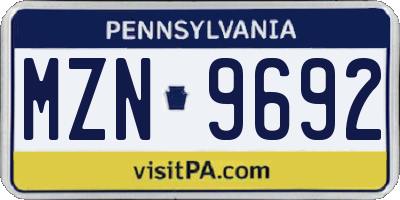 PA license plate MZN9692