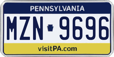 PA license plate MZN9696