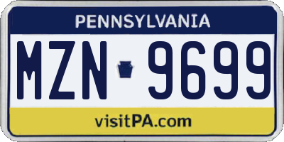 PA license plate MZN9699